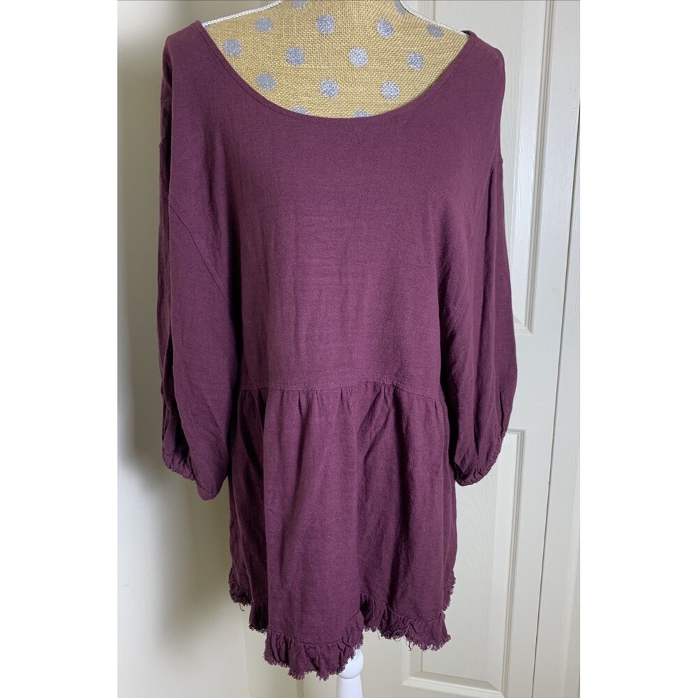 UMGEE Linen Blend Tunic BabyDoll Shirt Med Oversized Lagenlook Boho Whimsigoth